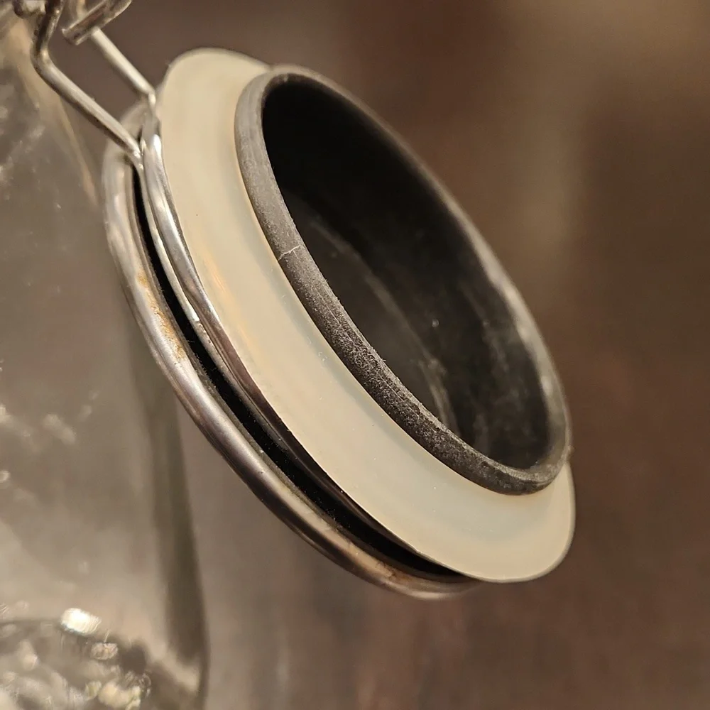 West Elm Storage Glass Jars, Silver Lid w/Kilner latch closure NWT set of 2
